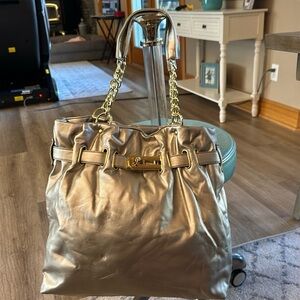 Bueno metallic silver gold hardware shoulder bag